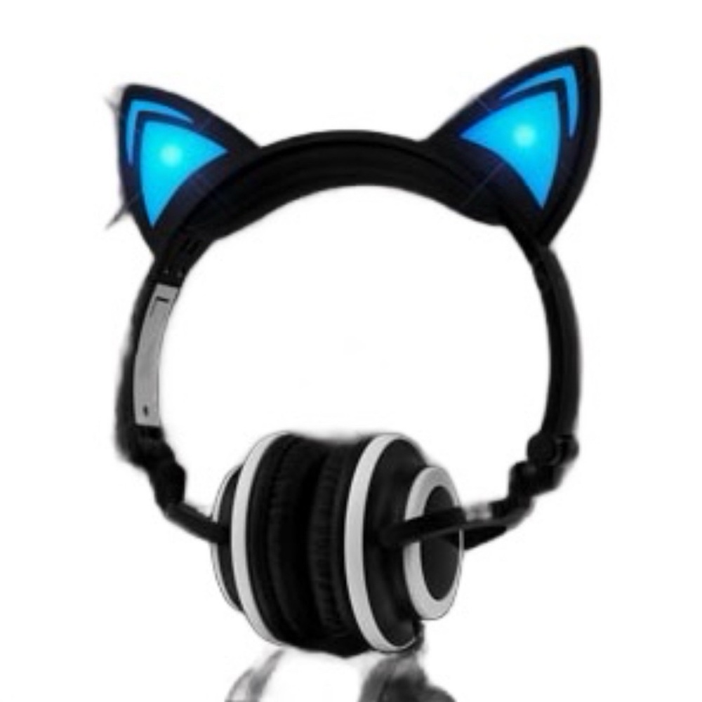 Black and blue kitty headphones